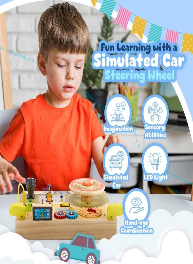 Playbees Montessori Toys for Toddlers 1-4 – Wooden Baby Busy Board Sensory Toy with Light Switch – Educational Travel Toy for Fine Motor Skills & Learning Activities – Perfect for Boys and Girls - Image 4